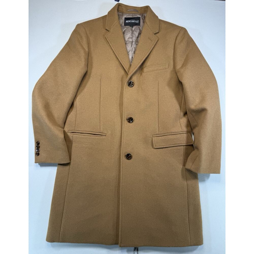 Men’s J. Crew Camel Wool Topcoat sz 42 tan wool coat